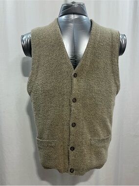 Riggins Vintage Wool Blend V-Neck Button Sweater Vest work Travel men XL 1517